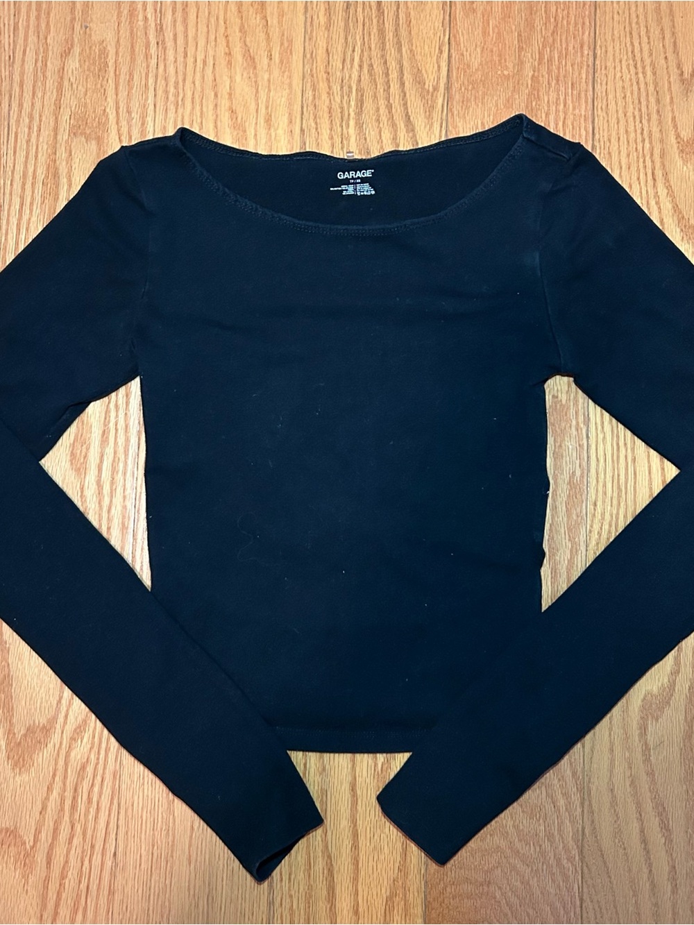 Garage Black Long Sleeve Scoop Neck Top